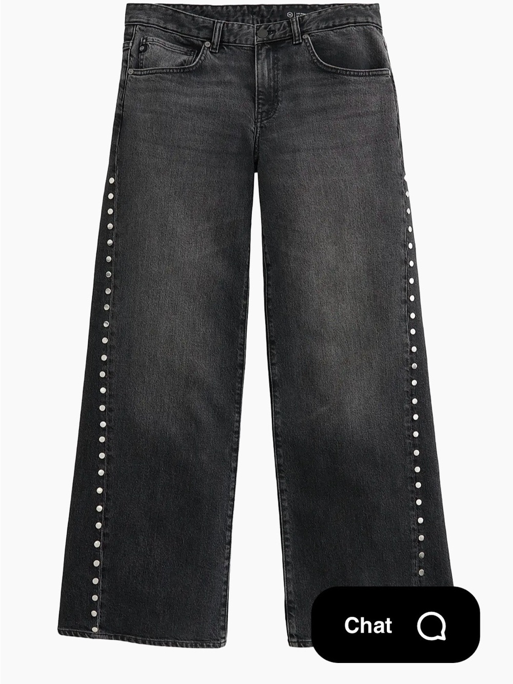 AG Adriano Goldschmied Adria Black Wide leg Jeans with Silver Studs like new